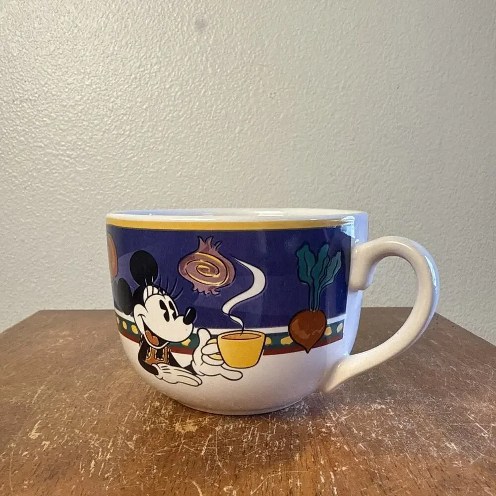 DISNEY Large Latte‎ Cup & Saucer Minnie Mouse Vegetable Soup Coffee Mug